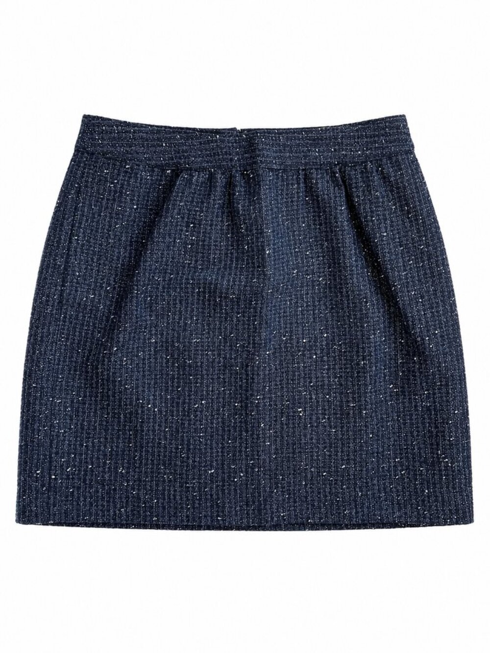 LOFT Petite Navy Metallic Tweed Mini Skirt Pockets 6P